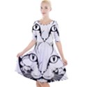 Cat - Artistic Paper Cut Quarter Sleeve A-Line Dress With Pockets View1