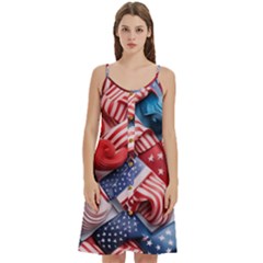 Us Presidential Election Colorful Vibrant Pattern Design  Women s Spaghetti Strap Pullover Cami Dress by dflcprintsclothing