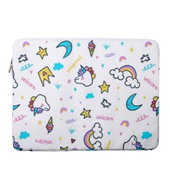 Unicorns Rainbows Seamless Pattern 15  Vertical Laptop Sleeve Case With Pocket by Bedest