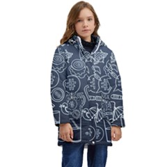 Internet Planet Drink Computer Kids  Hooded Longline Puffer Jacket by Proyonanggan