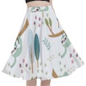 Pattern Sloth Woodland A-Line Full Circle Midi Skirt With Pocket View1