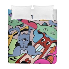 Graffiti Monster Street Theme Duvet Cover Double Side (full/ Double Size) by Bedest