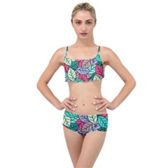 Pattern Leaves Background Nature Layered Top Bikini Set by Proyonanggan