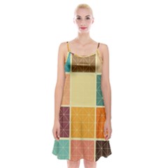 Square Cube Shape Colourful Spaghetti Strap Velvet Dress by Proyonanggan