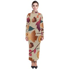 Autumn Leaves Colours Season Turtleneck Maxi Dress by Ravend