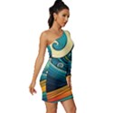 Waves Ocean Sea Abstract Whimsical Abstract Art 3 Long Sleeve One Shoulder Mini Dress View3