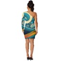 Waves Ocean Sea Abstract Whimsical Abstract Art 3 Long Sleeve One Shoulder Mini Dress View4