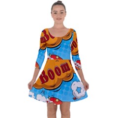 Comical Words Animals Comic Omics Crazy Graffiti Quarter Sleeve Skater Dress by Bedest