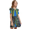 Peacock Bird Feathers Pheasant Nature Animal Texture Pattern Kids  Frilly Sleeves Pocket Dress View2