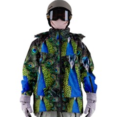 Peacock Bird Feathers Pheasant Nature Animal Texture Pattern Women s Zip Ski And Snowboard Waterproof Breathable Jacket by Bedest