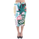 Abstract Seamless Pattern With Tropical Leaves Velvet Midi Pencil Skirt View1