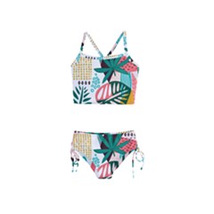 Abstract Seamless Pattern With Tropical Leaves Girls  Tankini Swimsuit by Hannah976