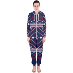 Ukrainian Folk Seamless Pattern Ornament Art Hooded Jumpsuit (ladies) by Bedest