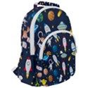 Big Set Cute Astronauts Space Planets Stars Aliens Rockets Ufo Constellations Satellite Moon Rover V Rounded Multi Pocket Backpack View2