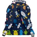 Big Set Cute Astronauts Space Planets Stars Aliens Rockets Ufo Constellations Satellite Moon Rover V Rounded Multi Pocket Backpack View3