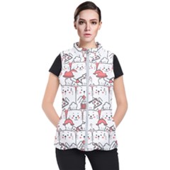 Cute Cat Chef Cooking Seamless Pattern Cartoon Women s Puffer Vest by Bedest