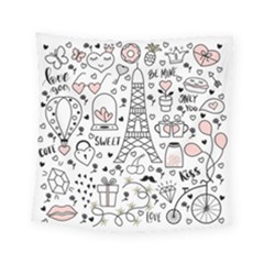 Big Collection With Hand Drawn Objects Valentines Day Square Tapestry (small) by Bedest