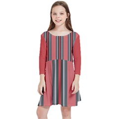 Altrosa Rosa Grau Streifen Kids  Quarter Sleeve Skater Dress by 2607694c