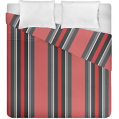 Dunkelrot4 Rosa Grau Streifen Dunkelrot3 Duvet Cover Double Side (king Size) by 2607694c