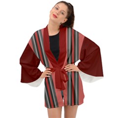 Dunkelrot4 Rosa Grau Streifen Dunkelrot3 Long Sleeve Kimono by 2607694c