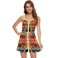 Gelb Floral Ruffle Edge Bra Cup Chiffon Mini Dress by 2607694c