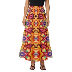 Gelb Floral Tiered Ruffle Maxi Skirt by 2607694c