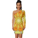 Sunshine-sunny-sun-abstract-yellow - Long Sleeve One Shoulder Mini Dress View1