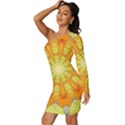 Sunshine-sunny-sun-abstract-yellow - Long Sleeve One Shoulder Mini Dress View2