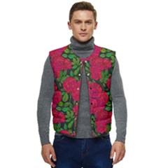 Seamless Pattern With Colorful Bush Roses Men s Button Up Puffer Vest	 by Ket1n9