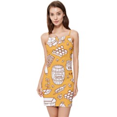 Vector-honey-element-doodle-seamless-pattern-with-beehive-beeke Summer Tie Front Dress by Ket1n9