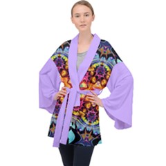 Pink Florales Muster Long Sleeve Velvet Kimono  by 2607694c