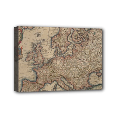 Old Vintage Classic Map Of Europe Mini Canvas 7  X 5  (stretched) by Paksenen