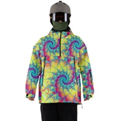 Fractal Spiral Abstract Background Vortex Yellow Men s Ski And Snowboard Waterproof Breathable Jacket by Ket1n9