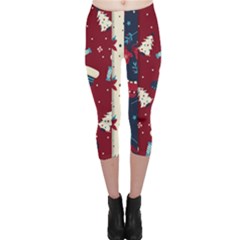 Flat Design Christmas Pattern Collection Art Capri Leggings  by Ket1n9