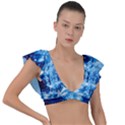 Water Blue Wallpaper Plunge Frill Sleeve Bikini Top View1