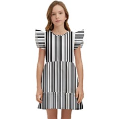 Barcode Pattern Kids  Winged Sleeve Dress by Ket1n9