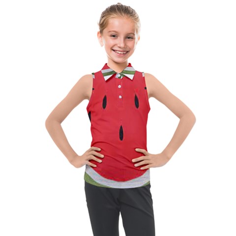 Watermelon Pillow Fluffy Kids  Sleeveless Polo T-shirt by Azkajaya