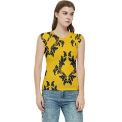 Yellow Regal Filagree Pattern Women s Raglan Cap Sleeve T-shirt by Azkajaya