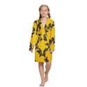 Yellow Regal Filagree Pattern Kids  Long Sleeve Velvet Lounge Robe View1