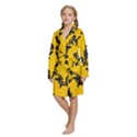 Yellow Regal Filagree Pattern Kids  Long Sleeve Velvet Lounge Robe View2