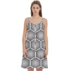 Halftone Tech Hexagons Seamless Pattern Women s Spaghetti Strap Pullover Cami Dress by Ket1n9