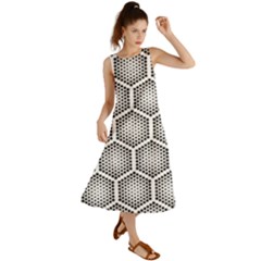 Halftone Tech Hexagons Seamless Pattern Summer Maxi Dress by Ket1n9