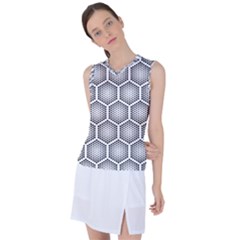 Halftone Tech Hexagons Seamless Pattern Women s Sleeveless Sports Top by Ket1n9