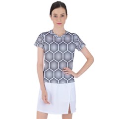 Halftone Tech Hexagons Seamless Pattern Women s Sports Top by Ket1n9