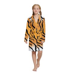 Tiger Skin Pattern Kids  Long Sleeve Velvet Lounge Robe by Ket1n9