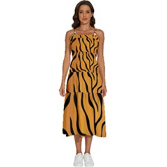 Tiger Skin Pattern Sleeveless Shoulder Straps Boho Dress by Ket1n9