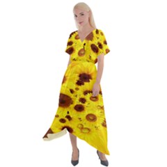 Beautiful Sunflowers Cross Front Sharkbite Hem Maxi Dress by Ket1n9