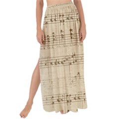 Vintage Beige Music Notes Maxi Chiffon Tie-up Sarong by Loisa77