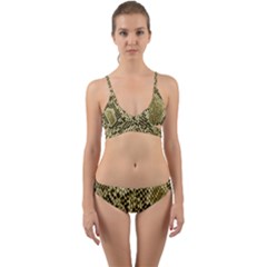 Yellow Snake Skin Pattern Wrap Around Bikini Set by Ket1n9