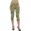 Yellow Snake Skin Pattern Lightweight Velour Capri Leggings  View1